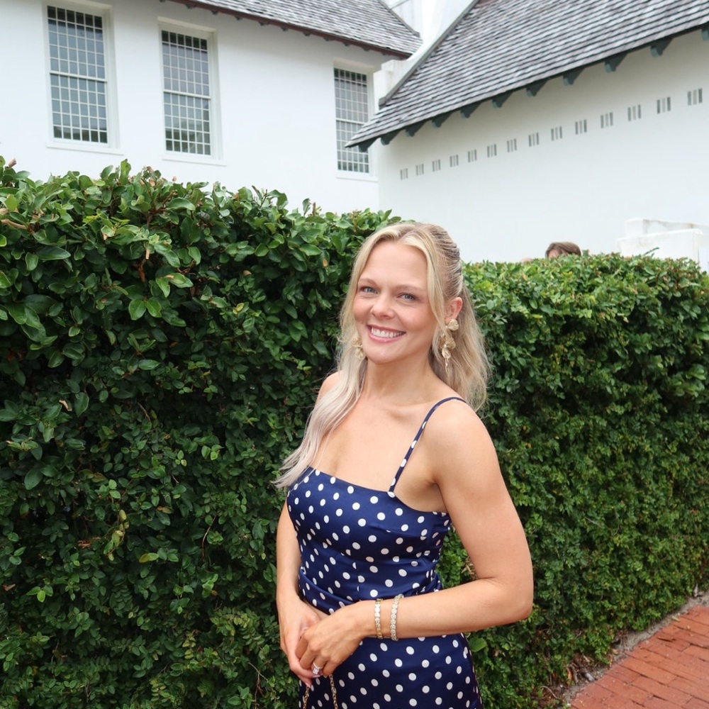 Polka Dot Navy Two-Piece Skirt Set - Picture 5 of 6